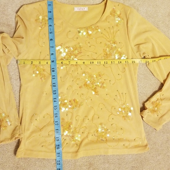 JULIET Sequins on Nude Netting Top Sz Small - Picture 5 of 7